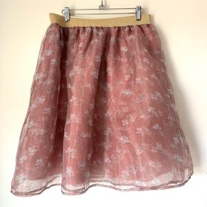 Modcloth Tulle Pink Floral Sheer Skirt